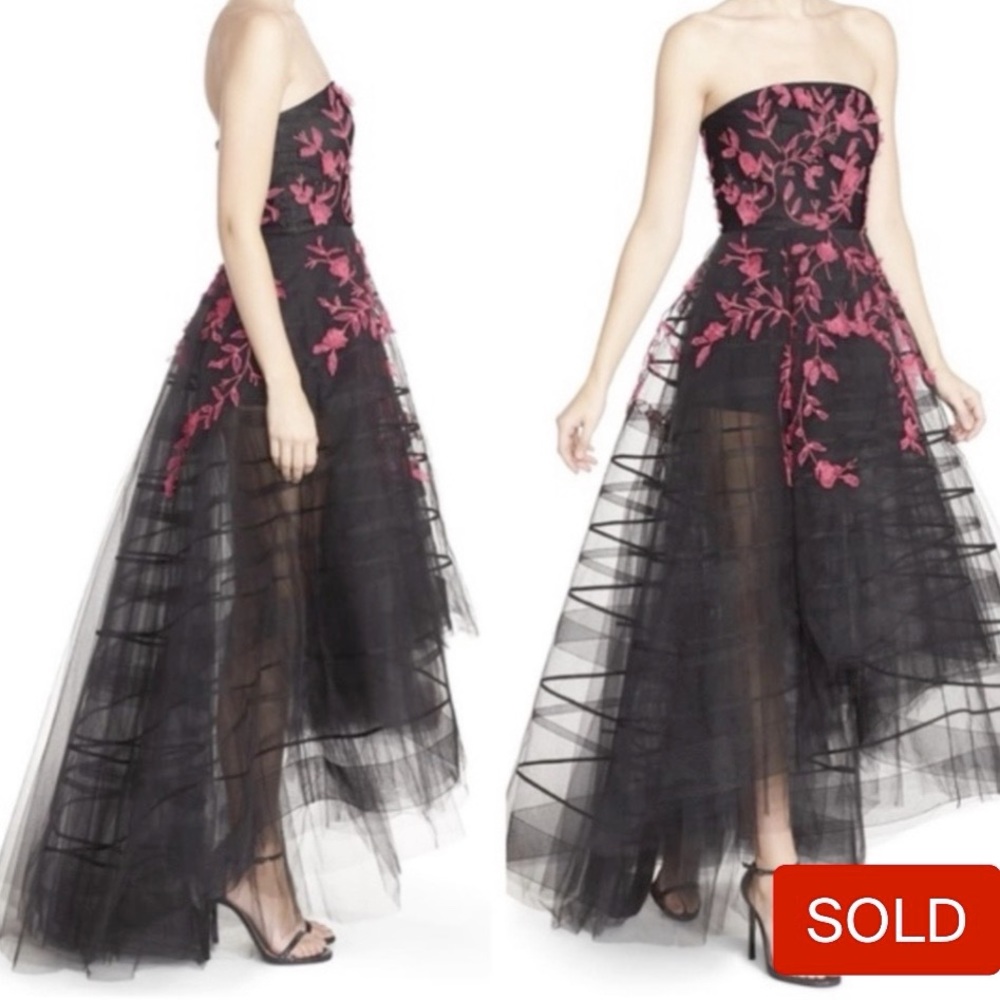 SACHIN & BABI black red Tulle & Organza Gown Size 4